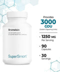 Supersmart Bromelain 1500 mg 3000 GDU Per Day Enzymes Extracted from Pineapple Roots Anti Inflammatory Supplement Digestive System Booster NonGMO Gluten Free 90 DR Capsules
