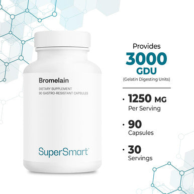 Supersmart Bromelain 1500 mg 3000 GDU Per Day Enzymes Extracted from Pineapple Roots Anti Inflammatory Supplement Digestive System Booster NonGMO Gluten Free 90 DR Capsules