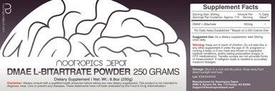 DMAE LBitartrate Powder 250 Grams Choline Supplement Cholinergic May Support Memory Learning Focus May Support Acetylcholine Synthesis