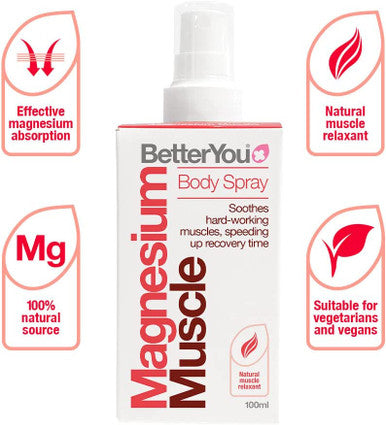 BetterYou, Magnesium Oil Recovery Spray, Pure Magnesium Oil Spray - Supports Working Muscle, Improves Performance and Speeds Recovery, 100ML Bottle