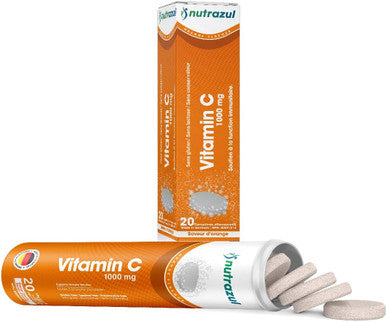 Nutrazul Vitamin C 1000mg Effervescent Tablets- Orange 20 s | 20 Days Supply | Gluten Free, Lactose Free, Sugar Free & Preservative Free | Maintains Immune Function