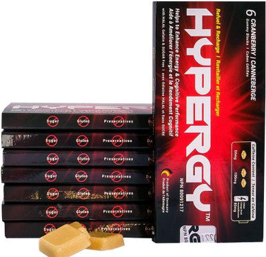HYPERGY Mix 6 Pack - Natural Energy Supplement Without the Crash - Caffeine Gummy with Taurine - Sugar Free Gluten Free - Helps to Boost Energy & Stamina - Workout Supplement - 3 Flavours - 36 Gummies