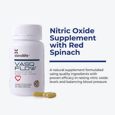Xtendlife Vasqflow Circulation And Blood Flow Support - Nitric Oxide Supplement To Improve Nitric Oxide, Oxygen Flow, Healthy Blood Pressure & Immunity 100% Vegan, Non-Gmo (90 Count)