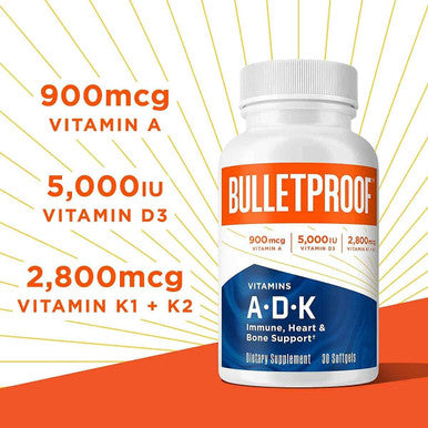 Bulletproof Triple Threat Strength Bundle, Vitamins A-D-K, 30 Softgels, Zinc With Copper, 60 Capsules, Methyl B-12, Spearmint Flavor, 60 Lozenges