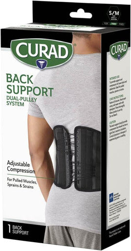Curad Back Support with Dual- Pulley System Size S/M - Adjustable Compression