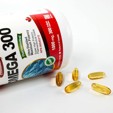 Nutridom Fish Oil Omega-3 Fatty-Acids EPA DHA 1000mg 300 Softgels | Anchovy, Mackerel, Herring | Supports cardiovascular health | Made in Canada