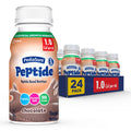 PediaSure Peptide 1.0 Cal 24 Count Complete Balanced Nutrition for Kids with GI Conditions Peptide-Based Formula with 7g Protein and Prebiotics for Oral or Tube Feeding Chocolate 8-fl-oz Bottle