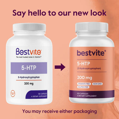Bestvite 5-HTP 200mg per Capsule (120 Capsules) - No Stearates - No Flow Agents - Gluten - Non GMO