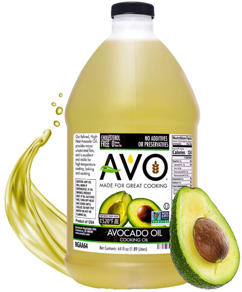 AVO Bulk Avocado Oil for Cooking 1 Gallon (128 fl oz), Non-GMO Certified, No Preservatives, High Smoke Point 500Ã‚Â°F, Neutral Flavor, Gluten-Free, Plant-Based, OU Kosher