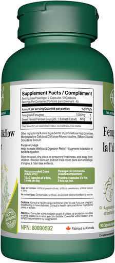 VORST Fenugreek Milkflow Booster 1000mg (500mg Per Capsule) 90 Vegan Capsules Lactation Supplement for Increased Breast Milk Supply Suitable Includes 6mg Sweet Fennel Extract 1 Bottle