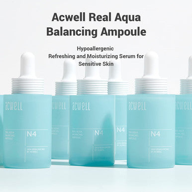 ACWELL Real Aqua Balancing and Hydrating Facial Ampoule Serum 1.18 fl.oz. Moisturizing for Sensitive Skin Face serum for Men Women Seaweed Extract and Amino Acid