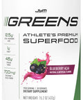 JYM Supplement Science Greens Super Food Powder for Performance Blueberry Acai Spirulina Mushrooms Vitamins BroccoPhane & Broccoli Men & Women 30 Servings
