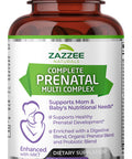 Zazzee Extra Strength Prenatal Multi Complex, 120 Vegan Capsules, Enhanced With Mk7, 10 Billion Cfu 13-Strain Probiotic Blend