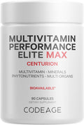 Codeage Multivitamin Performance Elite Max Supplement - Vitamins A B6 B12 C D E Vitamin K (MK-4 MK-6 MK-7 MK-9) Essential Minerals Botanical & Grass-Fed Organ Extracts Lutein - 90 Capsules