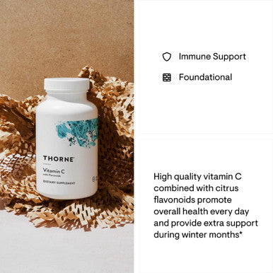 Thorne Vitamin C - Blend Of Vitamin C And Citrus Bioflavonoids From Oranges - Support Immune System, Production Of Cellular Energy, Collagen Production And Healthy Tissue - Gluten-- 90 Capsules