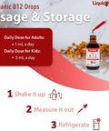 Liquidhealth Organic Methyl Vitamin B12 Methylcobalamin Liquid Drops with Tart Cherry Juice - Boost Energy Support Immune System Improve Memory & Concentration - Vegan Sugar Non-GMO (2 oz)