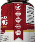 NutriFlair Korean Red Panax Ginseng 1600mg 120 Vegan Capsules High Potency Ginseng Root 5% Ginsenosides Extract Powder Supplement Energy Focus Vigor Performance Pills for Women and Men Non-GMO
