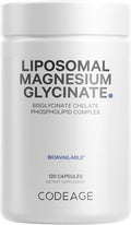 Codeage Liposomal Magnesium Glycinate Supplement - Magnesium Bisglycinate Pills - BioPerine Black Pepper - Liposomal Delivery - Non-GMO Gluten- Mineral - 120 Capsules