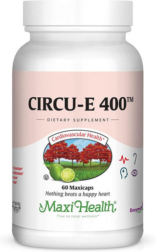 Maxi Health Circu-E 400 IU - Natural Vitamin E - Body's Defense System Support - 60 Capsules - Kosher