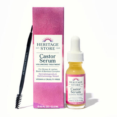 Heritage Store Castor Serum Volumizing Treatment for Fuller Longer Looking Lashes & Bold Brows With Organic Castor Oil Black Castor Oil Biotin & Our Keratin Supporting Hair Complex Vegan 0.42 oz