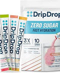 DripDrop Hydration Sugar Free Electrolyte Packets, Variety Pack, 16 Count | Lemon Lime, Watermelon, Peach, Passion Fruit; Zero Sugar Single Serve Powder Drink Mix; 3X Electrolytes, Vitamin C, Magnesium