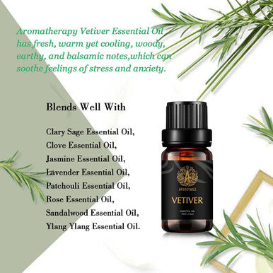 Aromatherapy Essential Oils, Vetiver Aromatherapy Essential Oils (0.33 oz - 10ml), 100% Pure Essential Oils Vetiver Scent for Diffuser, Humidifier, Massage, Aromatherapy, Skin & Hair Care