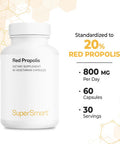 Supersmart Red Propolis 800 mg Per Day Over 300 Synergistic Antioxidants ImmuneStimulant Natural Bee Propolis from Brazil NonGMO Gluten Free 60 Vegetarian Capsules