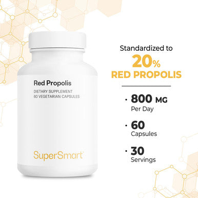 Supersmart Red Propolis 800 mg Per Day Over 300 Synergistic Antioxidants ImmuneStimulant Natural Bee Propolis from Brazil NonGMO Gluten Free 60 Vegetarian Capsules