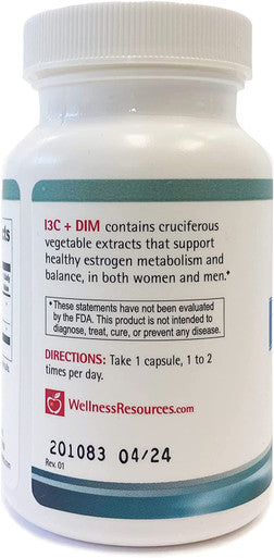 I3C DIM for Healthy Estrogen Metabolism Detoxification 60 Capsules 300mg I3C 100mg DIM Vegan Gluten