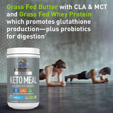Garden of Life Dr. Formulated Keto Meal Balanced Shake - Vanilla Powder 14 Servings Truly Grass Fed Butter & Whey Protein Plus Probiotics Non-Gmo Gluten Free Ketogenic Paleo Meal Replacement