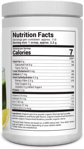 Dr. Berg's (Veggie Solution) Organic Super Greens Powder w/ Spirulina - Raw Green Powder Superfood - Vegetable Powder Supplement with Vitamins, Minerals, Enzymes, and Phytonutrients - 110 Servings