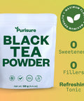 Purisure Instant Black Tea Powder 125G Pure Formula Quick Dissolve For Hot/Cold Tea Unsweetened Instant Tea Powder For Beverages Baking Energy & Health Boost No Additives Non-Gmo 125 Servings