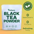 Purisure Instant Black Tea Powder 125G Pure Formula Quick Dissolve For Hot/Cold Tea Unsweetened Instant Tea Powder For Beverages Baking Energy & Health Boost No Additives Non-Gmo 125 Servings
