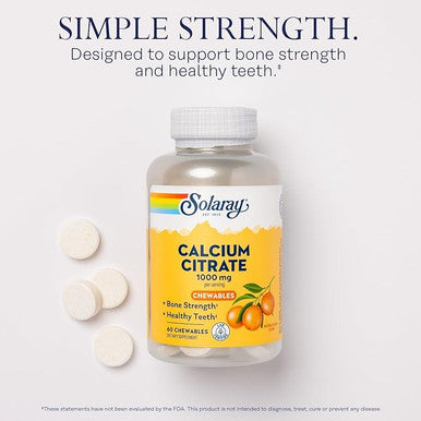 Solaray - Calcium Citrate, 1000mg, Natural Orange Flavor, 60 Chewables