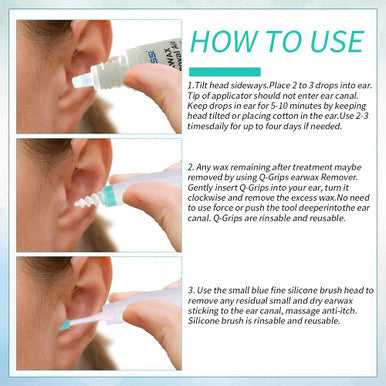 Ear wax Remover - Soft & Gentle Ear Cleaning Tool With Natural Ear wax Removal Aid & 8 Replacement Heads Included - Reusable Micro-Bristle and Silicone Q-grip Heads, Safe For Adults and Kids
