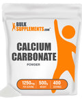 BulkSupplements Calcium Carbonate Powder - Calcium Supplements for Bone Health - Unflavored - 1250mg (500mg of Calcium) , 400 Servings (500 Grams - 1.1 lbs)