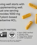 Sports Research Berberine - Herbal Ayurvedic Metabolic Health Support - 1000 Mg - 60 Capsules - Vegan Certified, Gluten-Free, Non-Gmo