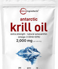 Micro Ingredients Antarctic Krill Oil Supplement 2000mg Per Serving 240 Softgels Triple Strength Rich in Omega-3s EPA DHA & Natural Astaxanthin Supports Immune System & Brain Health