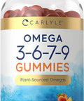 Carlyle Omega 3 6 7 9 Gummies | 120 Count | Vegan Plant Sourced Supplement | Peach Flavor