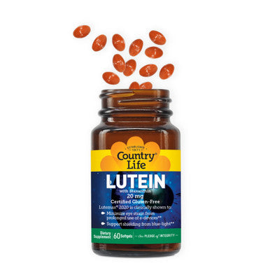 Country Life Lutein With Zeaxanthin 20Mg Supports Eye Health 60 Softgels Certified Gluten Free
