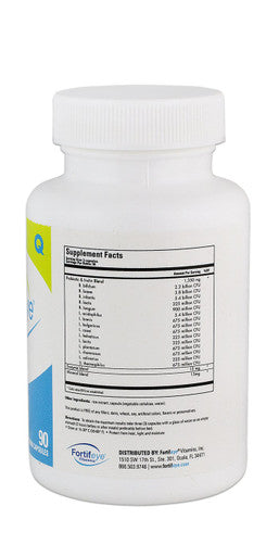 Fortifeye Vitamins Probiotic Bacteria - Natural Vegan Supplement With Digestive Enzymes, Supports Healthy Digestion, Immune And Ocular Systems, 30 Day Supply, 90 Capsules