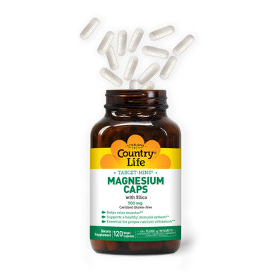 Country Life Target-Mins Magnesium With Silica 300 Mg 120 Vegetarian Capsules