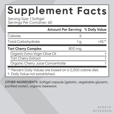 Sports Research Tart Cherry Concentrate - Made From Montmorency Tart Cherries - Non-Gmo & Gluten (60 Liquid Softgels)