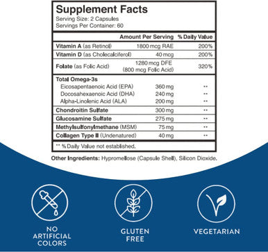 Kenkoderm Multivitamin for Psoriasis Omega 3 Vitamin D Glucosamine Chondroitin Collagen Vitamin A Folic Acid MSM 120 Veggie Capsules 60 Day Supply