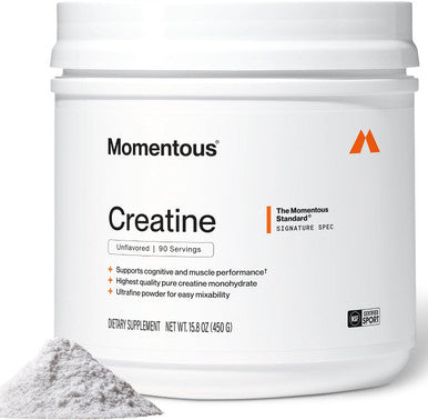Momentous Creatine Monohydrate Powder 5g per Serving Unflavored | Supports Lean Muscle Strength Recovery and Cognitive Function NSF Certified for Sport Non-GMO and Gluten-Free (90 Servings)