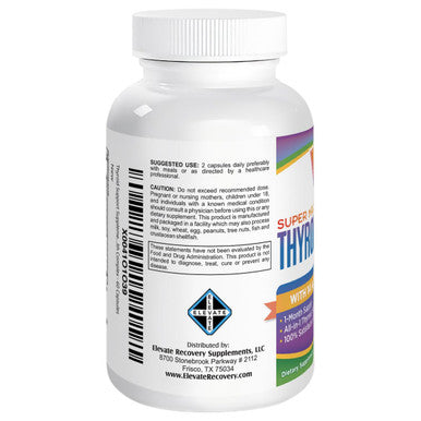 Elevate Recovery Supplements Thyroid Support Supplement (All-In-1 Formula) With 14 Active Ingredients - Thyroid Supplements - Thyroid Health Complex - Thyroid Support For Women & Men - 60 Capsules