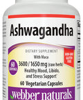 Webber Naturals Ashwagandha with Maca 3600 mg of Ashwagandha Root with 1650 mg of Maca Root Per Pill 60 Vegetarian Capsules Gluten NonGMO