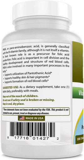 Best Naturals PABA 500 mg 180 Tablets