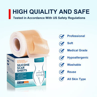 Silicone Scar Sheets For Surgical Scars, Scar Tape(1.8X157 Inch), C Section Scar Silicone Strips, Medical Grade, Reusable, Soften And Flattens Scars, Breast, Keloid, Professional Scar Patches.