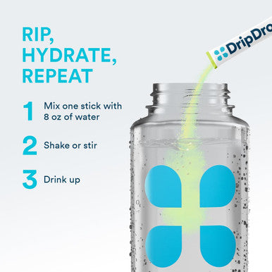 Dripdrop Hydration - Zero Sugar Lemon Lime - Electrolyte Drink Mix Single Serve Hydration Powder Packets Non-Gmo, Gluten Free, Vegan 32 Sticks